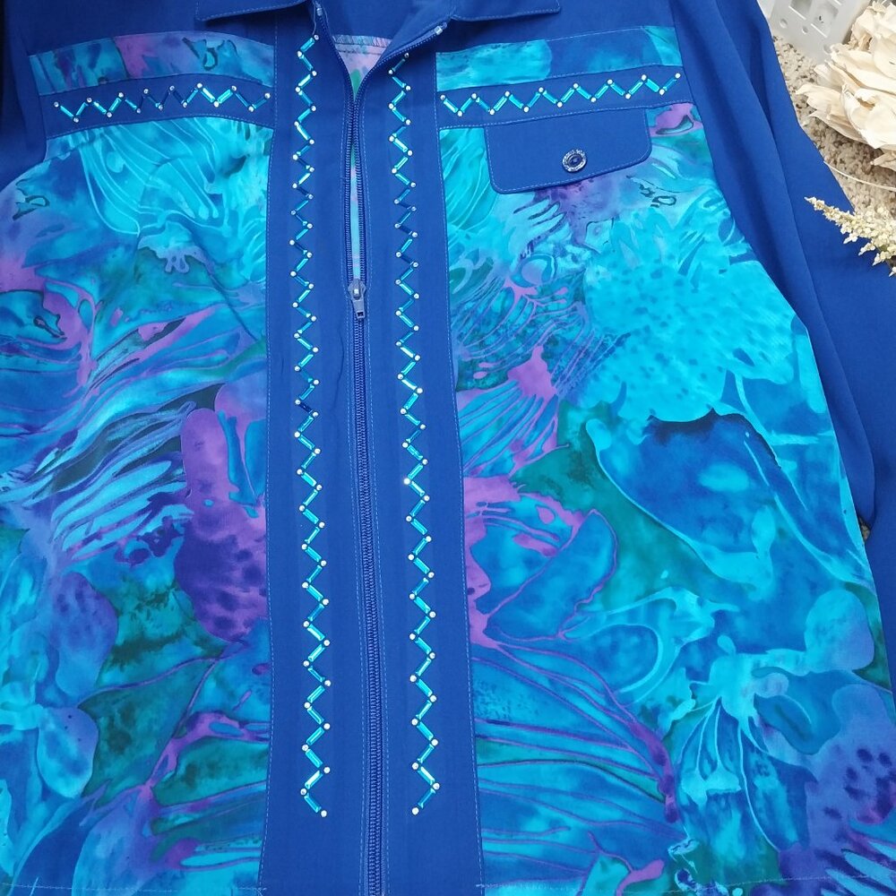 3372 Size Large Gepetto Pant set Royal Blue, Purple with Jewels down the front. - Picture 2 of 9